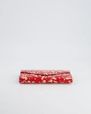 Louis Vuitton Red and Pink Vernis Leather Abstract Monogram Print Envelope Wallet