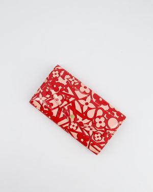 Louis Vuitton Red and Pink Vernis Leather Abstract Monogram Print Envelope Wallet