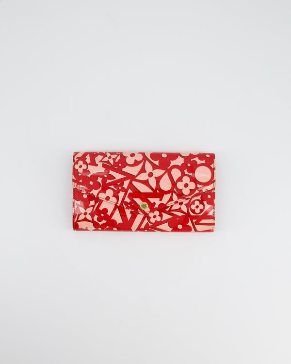 Louis Vuitton Red and Pink Vernis Leather Abstract Monogram Print Envelope Wallet