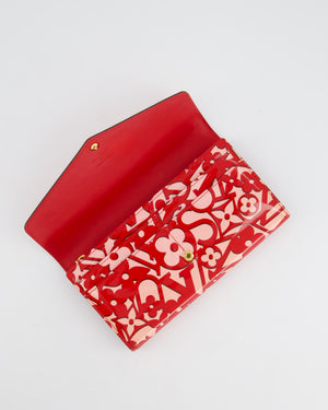 Louis Vuitton Red and Pink Vernis Leather Abstract Monogram Print Envelope Wallet