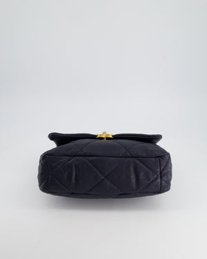 Chanel Navy Medium 19 Flap Bag in Goatskin Leather with Mixed Hardware