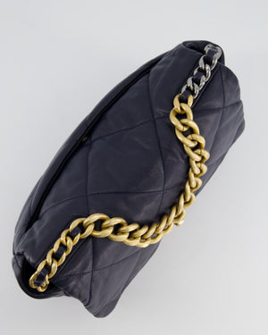 Chanel Navy Medium 19 Flap Bag in Goatskin Leather with Mixed Hardware