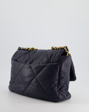 Chanel Navy Medium 19 Flap Bag in Goatskin Leather with Mixed Hardware