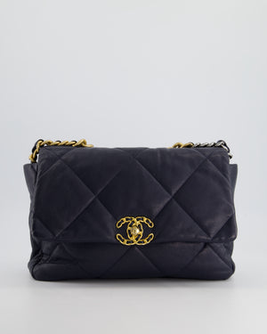 Chanel Navy Medium 19 Flap Bag in Goatskin Leather with Mixed Hardware