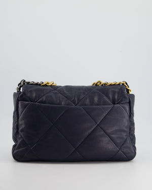 Chanel Navy Medium 19 Flap Bag in Goatskin Leather with Mixed Hardware