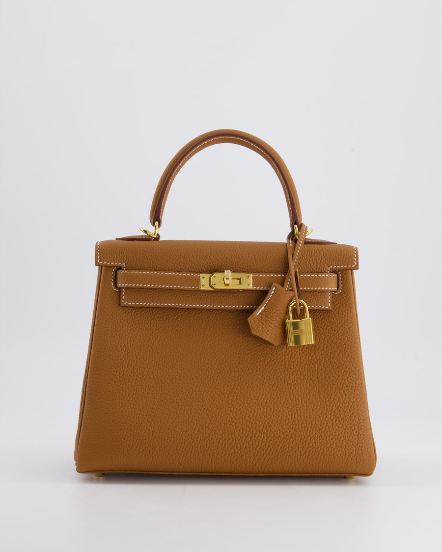 *HOLY GRAIL* Hermès Kelly Bag 25cm Retourne in Gold Togo Leather with Gold Hardware