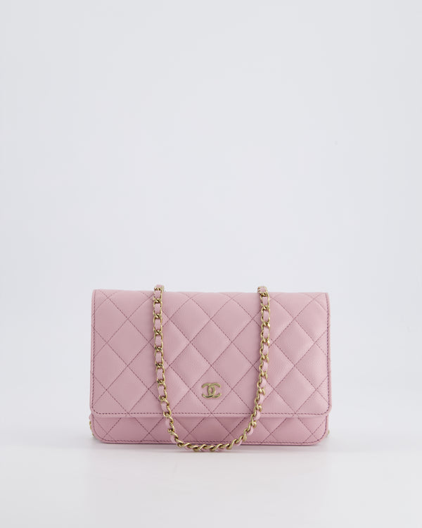 *HOT* Chanel Lilac Pink Wallet on Chain Bag in Caviar Leather with Champagne Gold Hardware