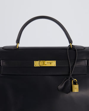 Hermès Kelly Vintage Bag 32cm in Black Calfskin Box Leather with Gold Hardware