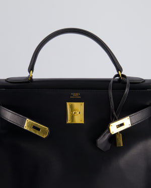 Hermès Kelly Vintage Bag 32cm in Black Calfskin Box Leather with Gold Hardware