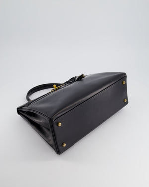 Hermès Kelly Vintage Bag 32cm in Black Calfskin Box Leather with Gold Hardware