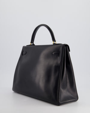 Hermès Kelly Vintage Bag 32cm in Black Calfskin Box Leather with Gold Hardware