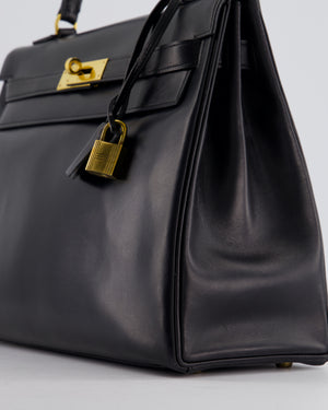 Hermès Kelly Vintage Bag 32cm in Black Calfskin Box Leather with Gold Hardware