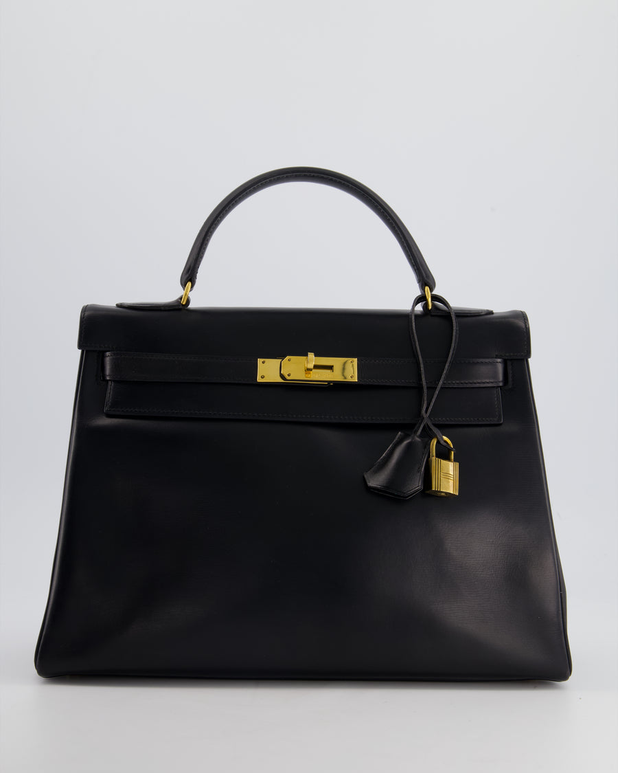 Hermès Kelly Vintage Bag 32cm in Black Calfskin Box Leather with Gold Hardware