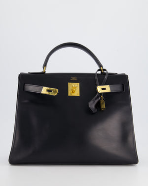 Hermès Kelly Vintage Bag 32cm in Black Calfskin Box Leather with Gold Hardware