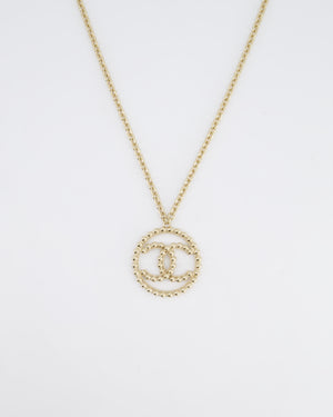 Chanel CC Medallion Pendant Chain Necklace in Champagne Gold