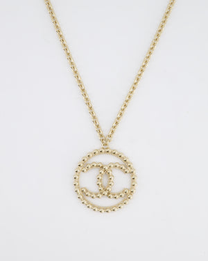 Chanel CC Medallion Pendant Chain Necklace in Champagne Gold