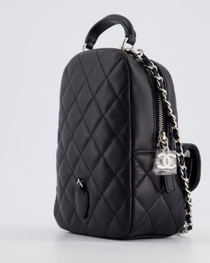 Chanel Lambskin Leather Mini Quilted Backpack Bag with Silver Hardware