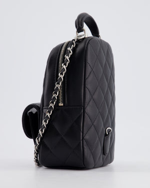 Chanel Lambskin Leather Mini Quilted Backpack Bag with Silver Hardware