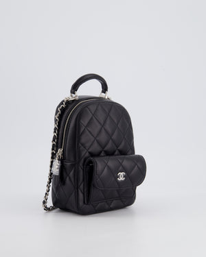 Chanel Lambskin Leather Mini Quilted Backpack Bag with Silver Hardware