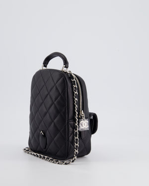 Chanel Lambskin Leather Mini Quilted Backpack Bag with Silver Hardware