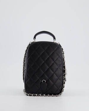 Chanel Lambskin Leather Mini Quilted Backpack Bag with Silver Hardware