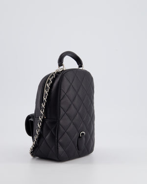 Chanel Lambskin Leather Mini Quilted Backpack Bag with Silver Hardware