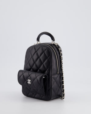 Chanel Lambskin Leather Mini Quilted Backpack Bag with Silver Hardware