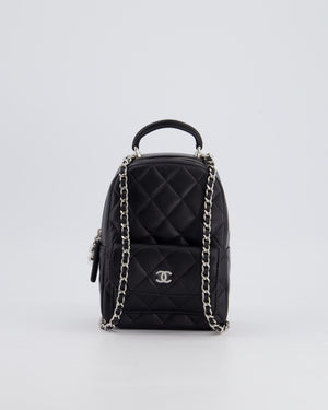 Chanel Lambskin Leather Mini Quilted Backpack Bag with Silver Hardware