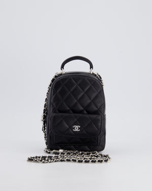 Chanel Lambskin Leather Mini Quilted Backpack Bag with Silver Hardware