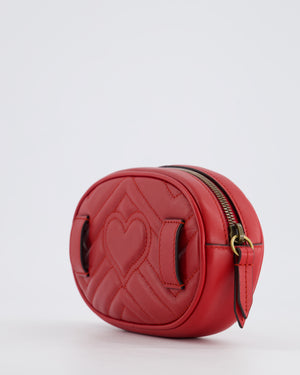 Gucci Marmont Red Chevron Mini Belt Bag with Antique Gold Hardware