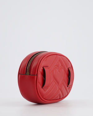 Gucci Marmont Red Chevron Mini Belt Bag with Antique Gold Hardware