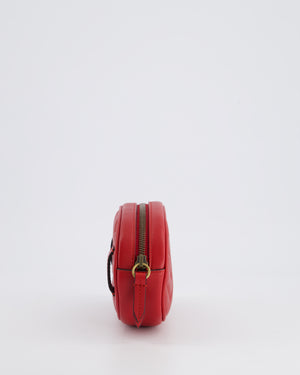 Gucci Marmont Red Chevron Mini Belt Bag with Antique Gold Hardware