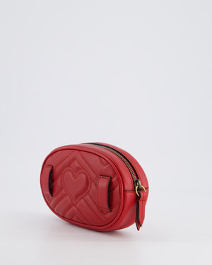 Gucci Marmont Red Chevron Mini Belt Bag with Antique Gold Hardware