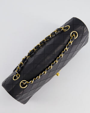 Chanel Vintage Black Classic Medium Double Flap Bag in Lambskin Leather with 24K Gold Hardware