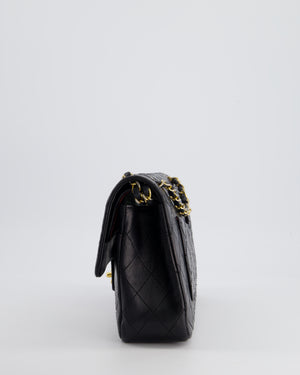 Chanel Vintage Black Classic Medium Double Flap Bag in Lambskin Leather with 24K Gold Hardware