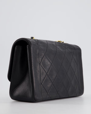 Chanel Vintage Black Classic Flap Diana Bag in Lambskin Leather with 24K Gold Hardware