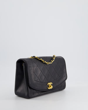 Chanel Vintage Black Classic Flap Diana Bag in Lambskin Leather with 24K Gold Hardware