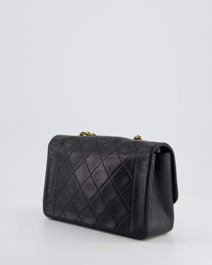 Chanel Vintage Black Classic Flap Diana Bag in Lambskin Leather with 24K Gold Hardware