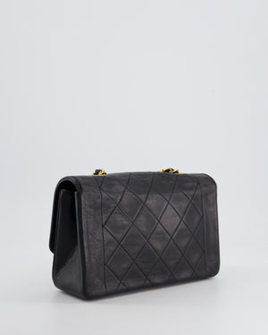 Chanel Vintage Black Classic Flap Diana Bag in Lambskin Leather with 24K Gold Hardware