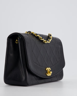 Chanel Vintage Black Classic Flap Diana Bag in Lambskin Leather with 24K Gold Hardware