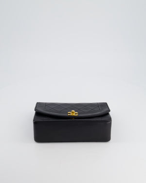 Chanel Vintage Black Classic Flap Diana Bag in Lambskin Leather with 24K Gold Hardware