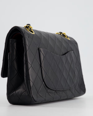 Chanel Vintage Black Medium Double Classic Flap Bag in Lambskin Leather with 24K Gold Hardware