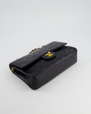 Chanel Vintage Black Medium Double Classic Flap Bag in Lambskin Leather with 24K Gold Hardware