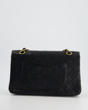 Chanel Vintage Black Medium Double Classic Flap Bag in Lambskin Leather with 24K Gold Hardware