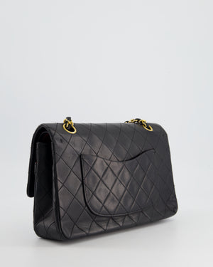 Chanel Vintage Black Medium Double Classic Flap Bag in Lambskin Leather with 24K Gold Hardware