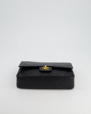 Chanel Vintage Black Medium Double Classic Flap Bag in Lambskin Leather with 24K Gold Hardware