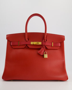 *FIRE PRICE* Hermes Birkin 35cm in Vermillion Ardennes Leather with Gold Hardware