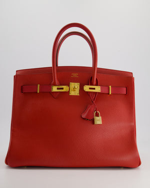 *FIRE PRICE* Hermes Birkin 35cm in Vermillion Ardennes Leather with Gold Hardware