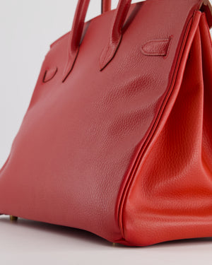 *FIRE PRICE* Hermes Birkin 35cm in Vermillion Ardennes Leather with Gold Hardware