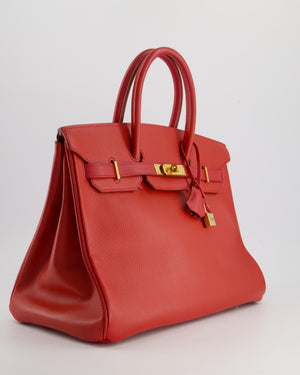 *FIRE PRICE* Hermes Birkin 35cm in Vermillion Ardennes Leather with Gold Hardware